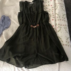 Olive mid-thigh dress with buckle